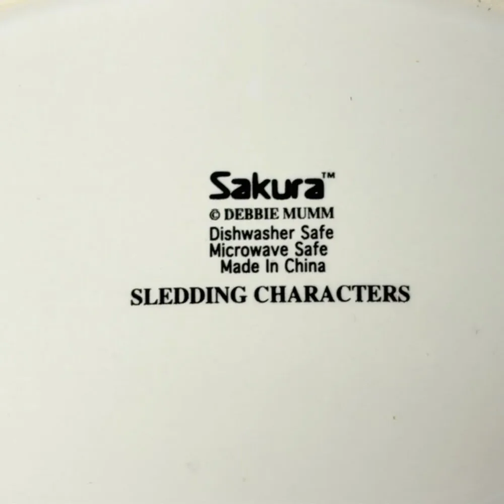 Sakura Debbie Mumm Sledding Characters Gravy Boat Saucer Christmas Box